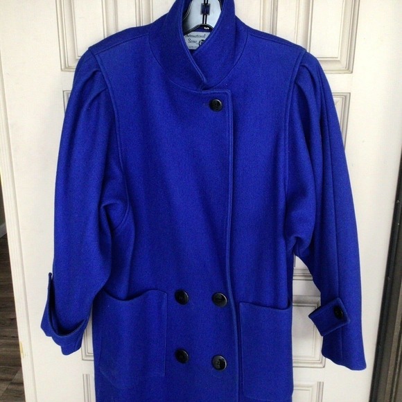 Vintage Royal Blue International Scene Wool Trench Coat Full Length Gorgeous - Picture 10 of 12